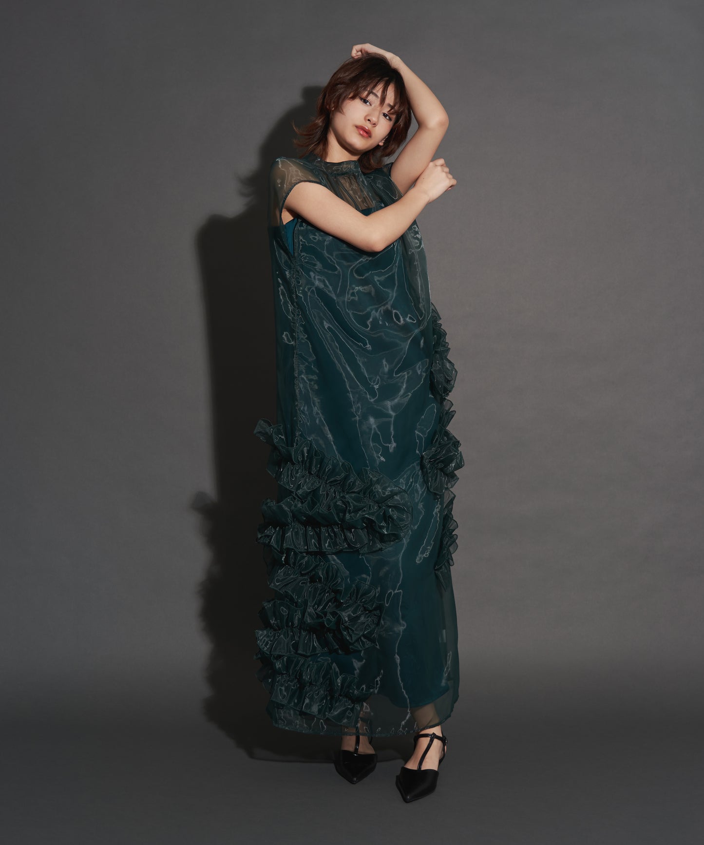 モデルサイズ：162cm B80 W59 H83 / 着用：グリーン M
